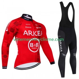 Homme Tenue Cycliste Manches Longues et Collant à Bretelles Hiver Thermal Fleece Arkea Bb Hotels Excalibur 2024